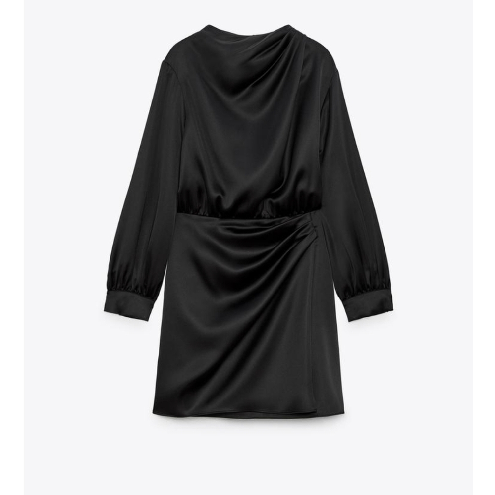 ZARA Elegant Black Satin Dress